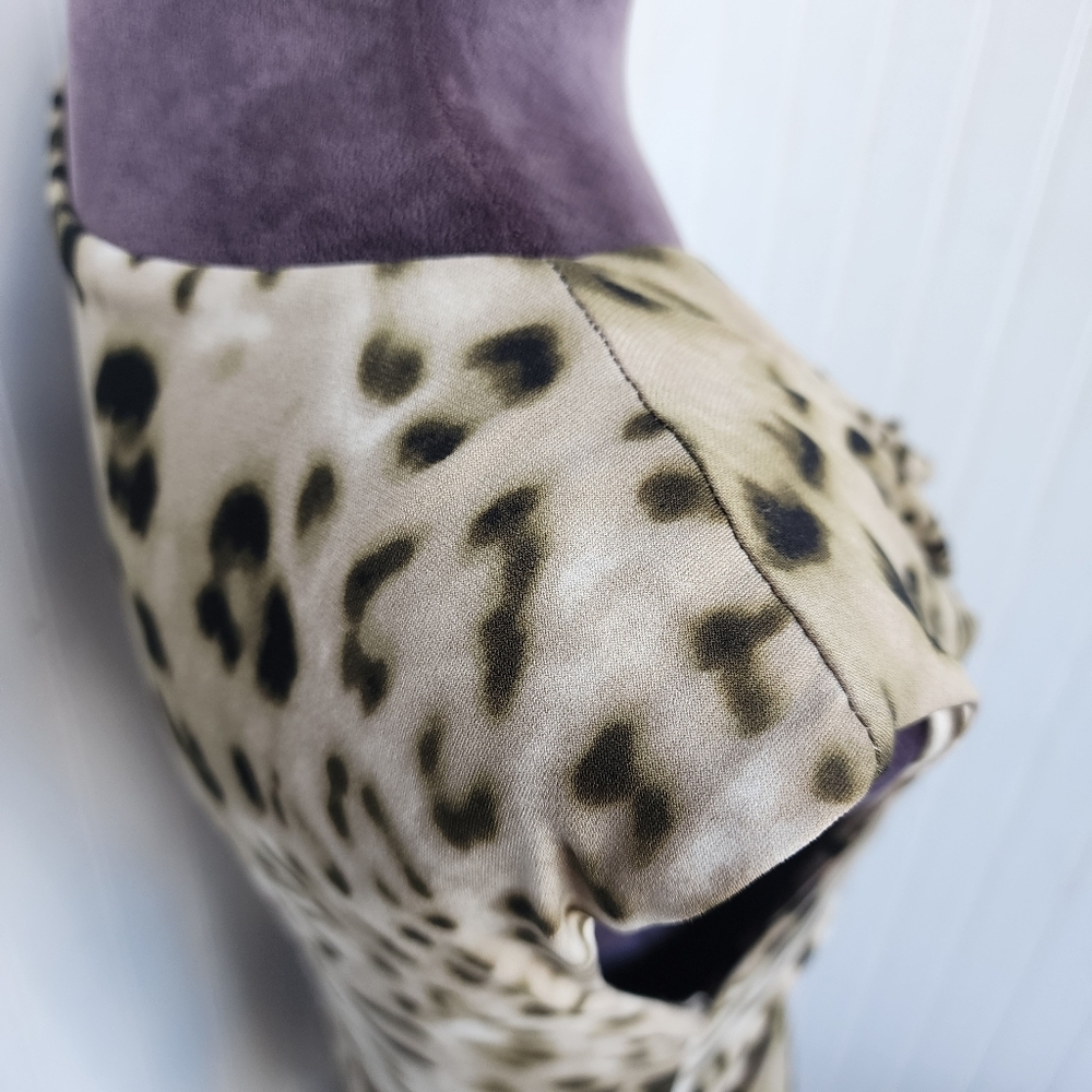 Vince Camuto Leopard Print Sleeveless Ruched Dress Stretch Tan Brown Sz S - Picture 6 of 14